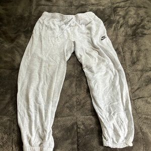 Nike Fleece Heather White Sweatpants Large